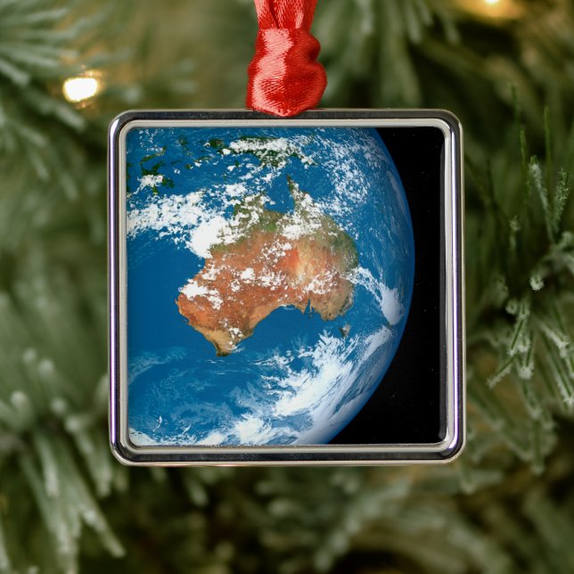 Planet Earth Showing Clouds Over Australia. Metal Ornament (Tree)