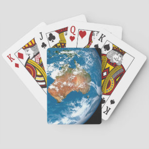 Planet Earth Showing Clouds Over Australia. Playing Cards