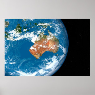 Planet Earth Showing Clouds Over Australia. Poster