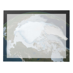 Planet Earth Showing Sea Ice Coverage In 1980. Notepad