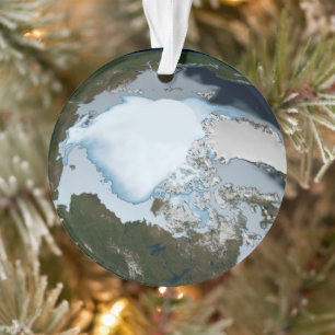 Planet Earth Showing Sea Ice Coverage In 1980. Ornament