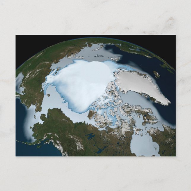 Planet Earth Showing Sea Ice Coverage In 1980. Postcard (Front)