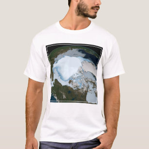 Planet Earth Showing Sea Ice Coverage In 1980. T-Shirt