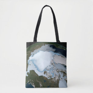 Planet Earth Showing Sea Ice Coverage In 1980. Tote Bag