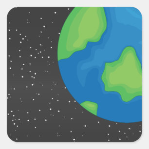 Planet earth square sticker
