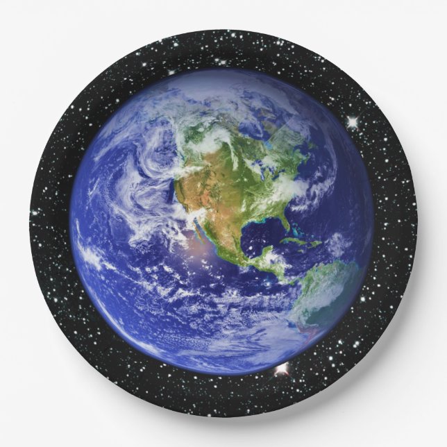 PLANET EARTH v3 star background (solar system) ~ Paper Plate (Front)