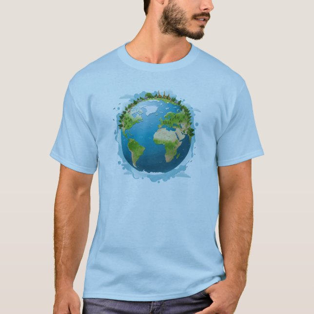 Planet Earth with Animals T-Shirt (Front)