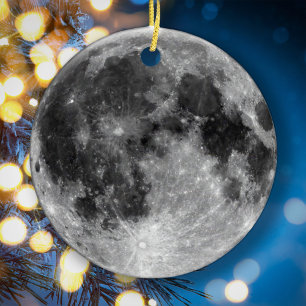Planet Earth's Moon Christmas Tree Ceramic Ornament