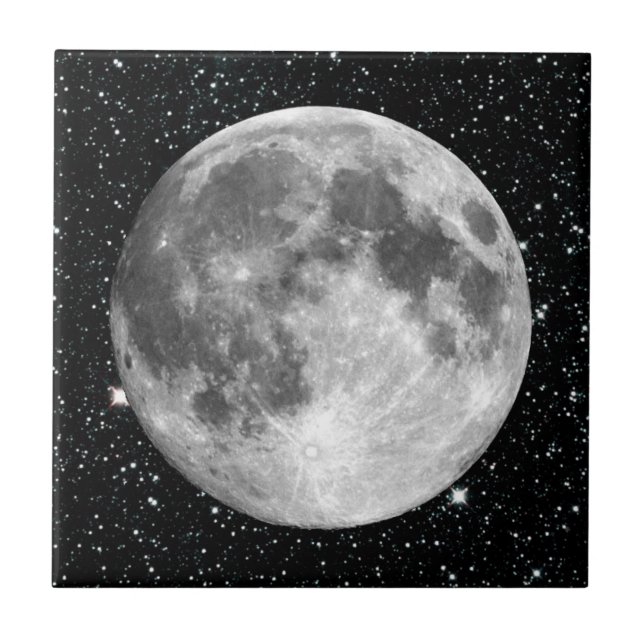 PLANET EARTH'S MOON star background (solar system) Tile (Front)
