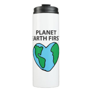 Planet First Ecofriendly Icon Happy Earth Clipart Thermal Tumbler