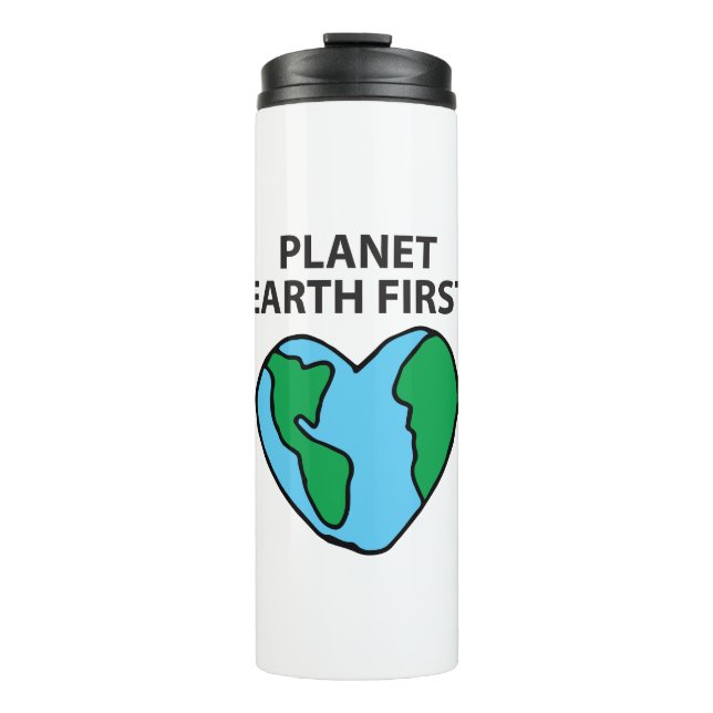 Planet First Ecofriendly Icon Happy Earth Clipart Thermal Tumbler (Front)