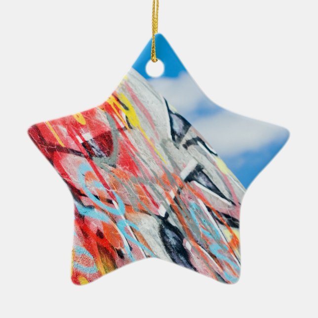 planet graffiti ceramic tree decoration (Front)