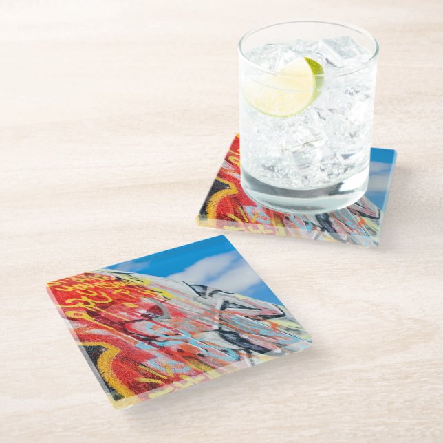planet graffiti glass coaster (Angled)