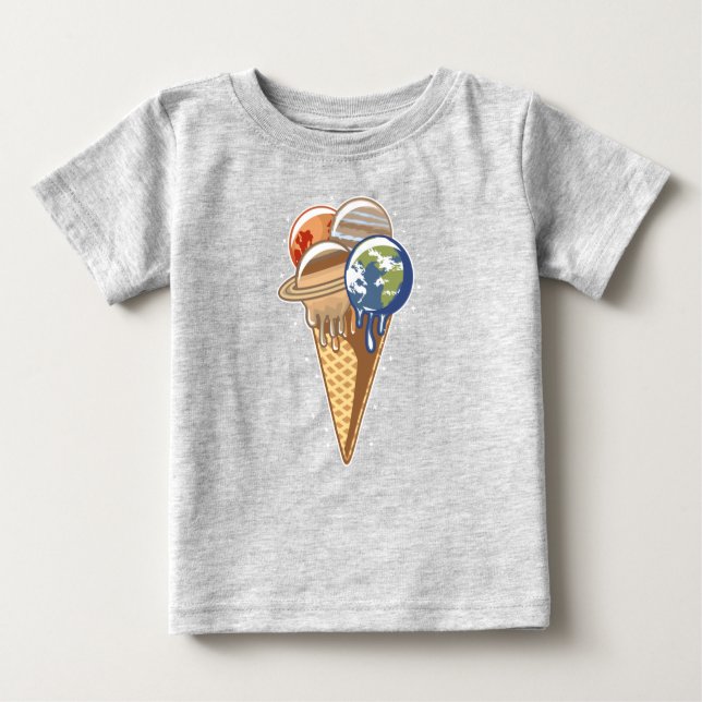 Planet Ice Cream Cone Funny Food Baby T-Shirt (Front)