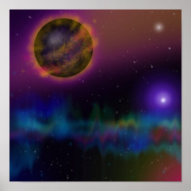 Planet in Outer Space Digital Painting  Poster (Front)