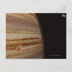 Planet Jupiter and a Distant Moon Postcard