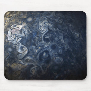 Planet Jupiter Blues Blue White Juno Cam Swirling Mouse Pad