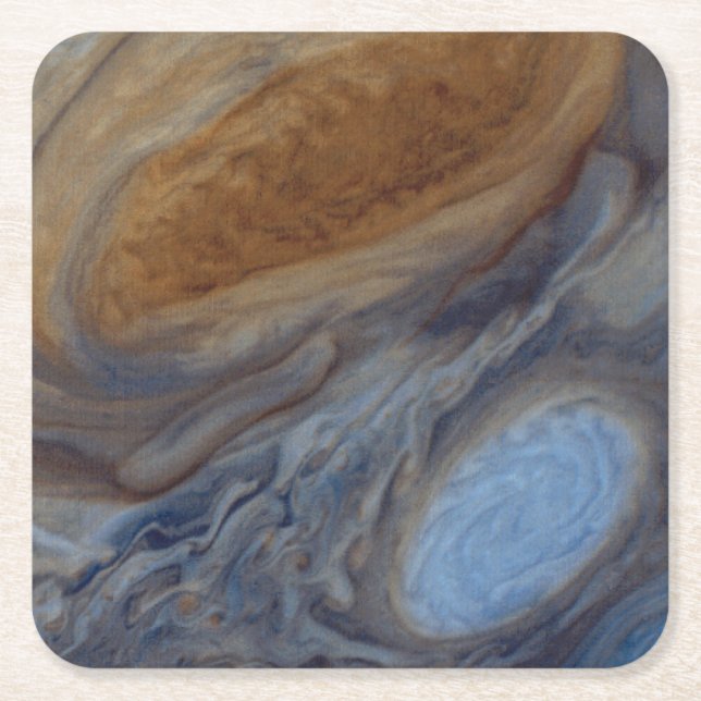 Planet Jupiter Great Red Spot Square Paper Coaster (Front)