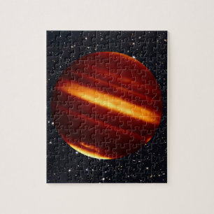 Planet Jupiter in Infrared Light with Starry Sky Jigsaw Puzzle