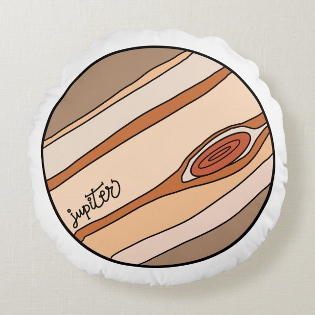 Planet Jupiter of the Solar System Round Cushion (Front)