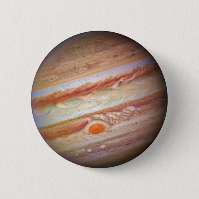 PLANET JUPITER - red spot head on (solar system) ~ 6 Cm Round Badge (Front)