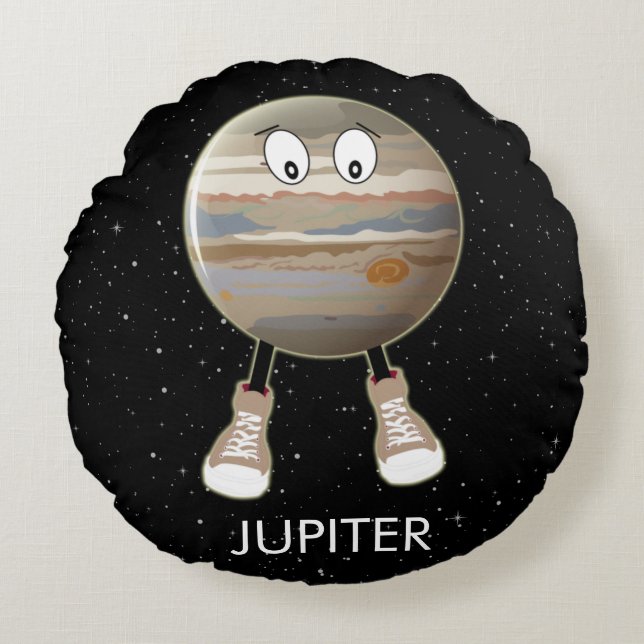 Planet Jupiter & Stars Round Cushion (Front)