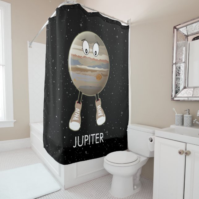 Planet Jupiter & Stars Shower Curtain (In Situ)