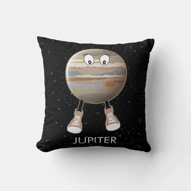 Planet Jupiter & Stars Throw Pillow (Front)