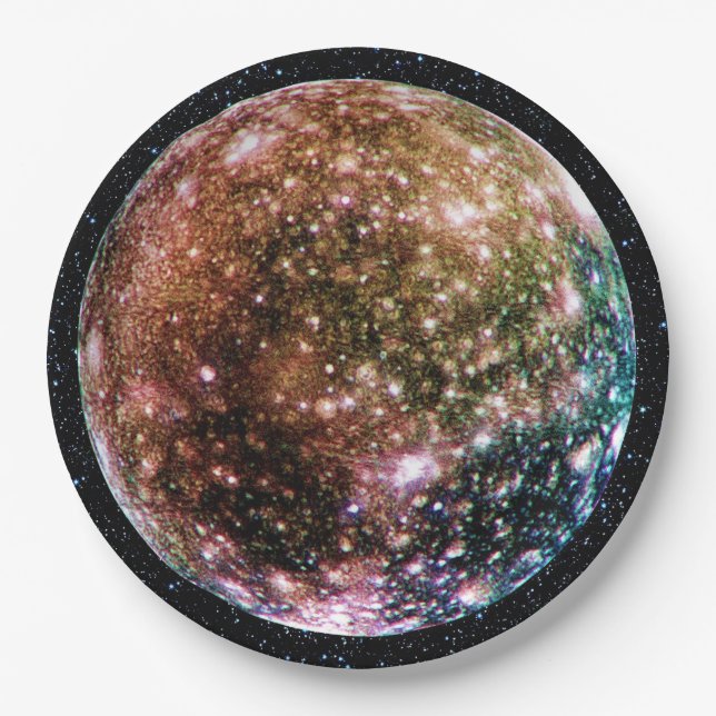 PLANET JUPITER'S MOON - CALLISTO with Star Backgro Paper Plate (Front)