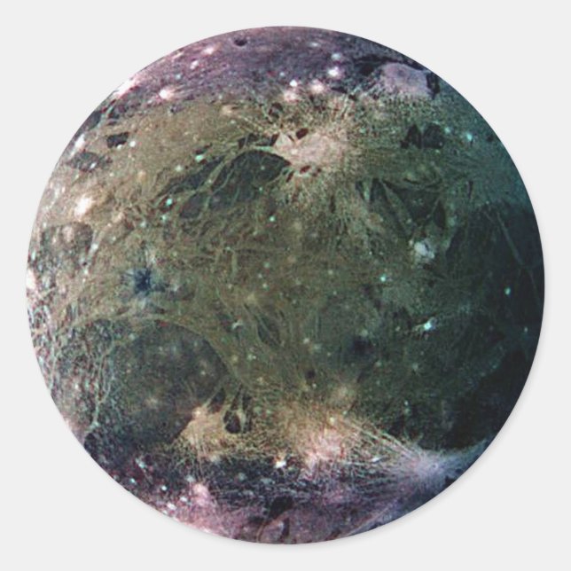 PLANET JUPITER'S MOON GANYMEDE (solar system) ~ Classic Round Sticker (Front)