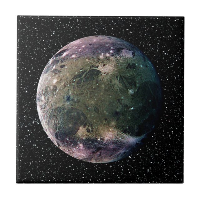PLANET JUPITER'S MOON GANYMEDE star background ~ Tile (Front)