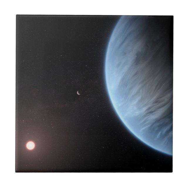 Planet K2-18b, Host Star And Accompanying Planet. Ceramic Tile (Front)