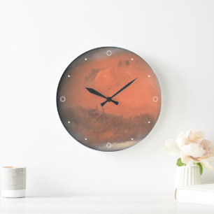 Planet Mars Aries Zodiac Astrological Sign Orange Large Clock