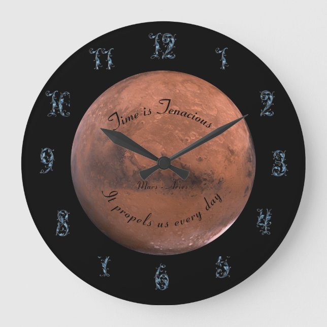 Planet Mars Astronomy Aries New Age Large Clock (Front)