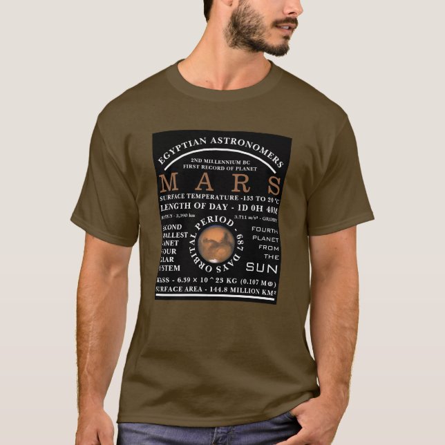 Planet Mars Detailed Astronomy T-Shirt (Front)