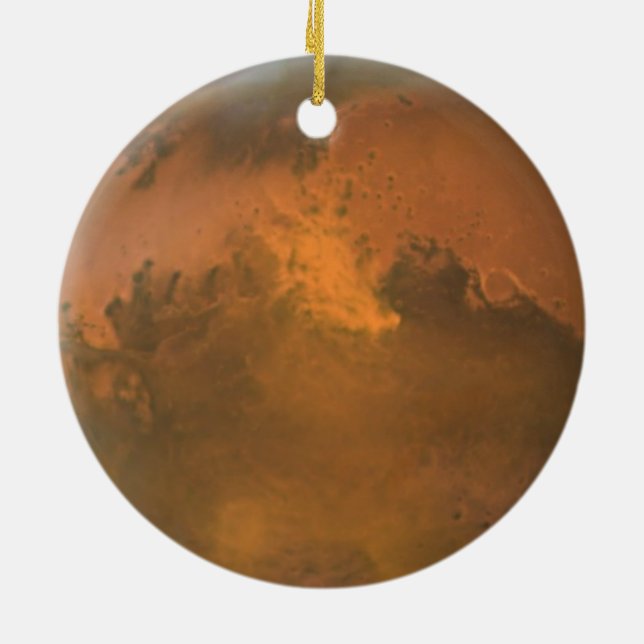 Planet Mars Full Orange View Circle Ornament (Back)