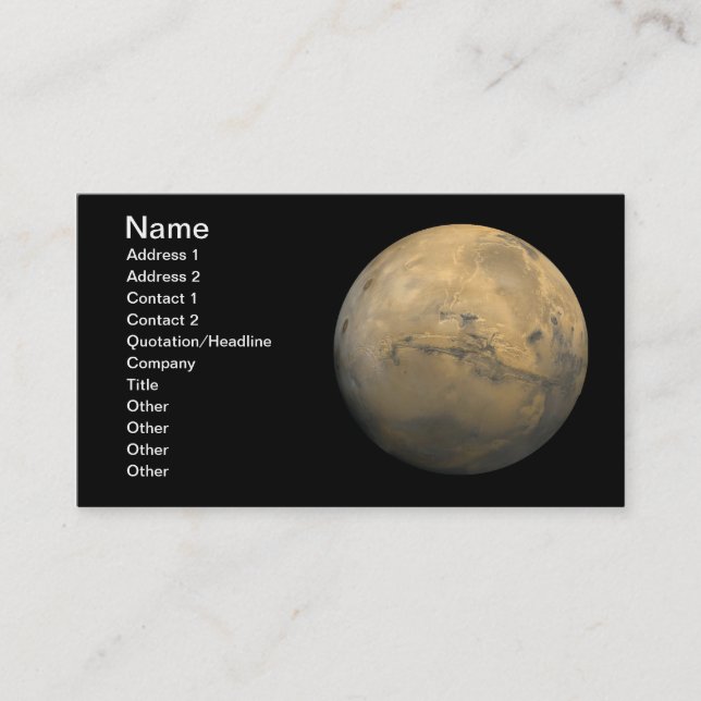 Planet Mars in the solar system NASA Business Card (Front)