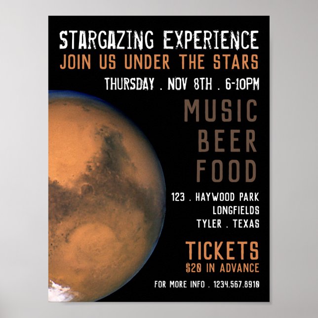Planet Mars, Planetarium Event Advertising Poster (Front)