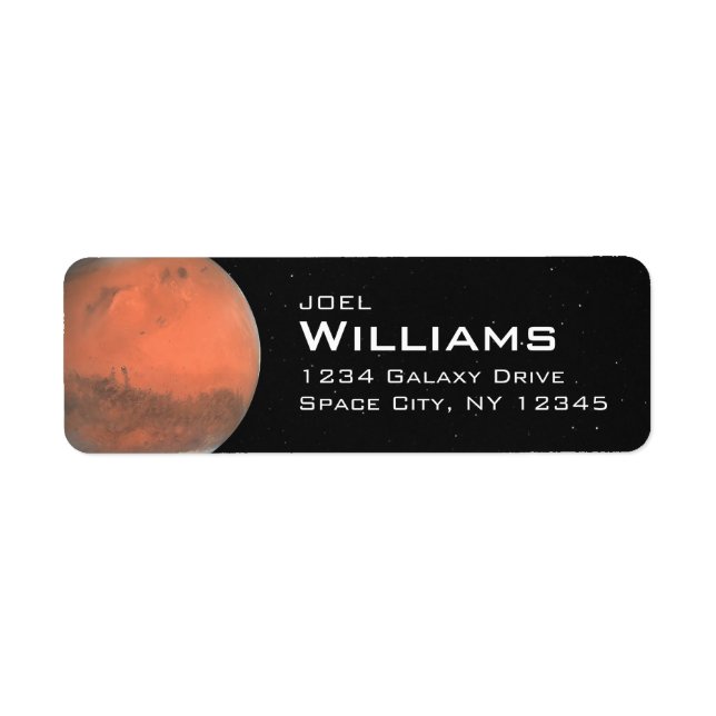 Planet Mars Solar System Space Return Address Label (Front)