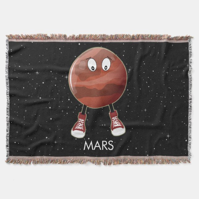 Planet Mars & Stars Throw Blanket (Front)
