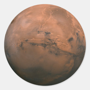 Planet Mars Valles Marineris Astronomy Space Stick Classic Round Sticker