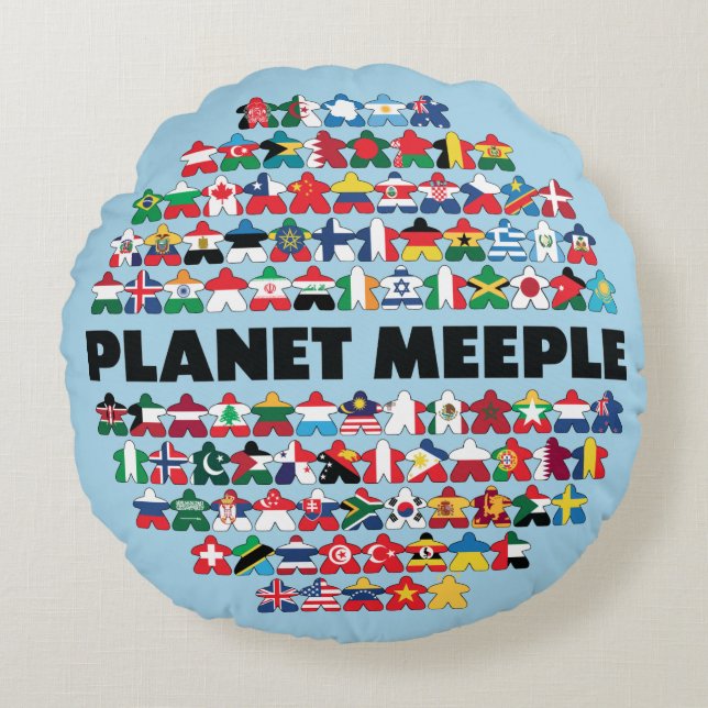Planet Meeple, Black Text Pillow (Front)