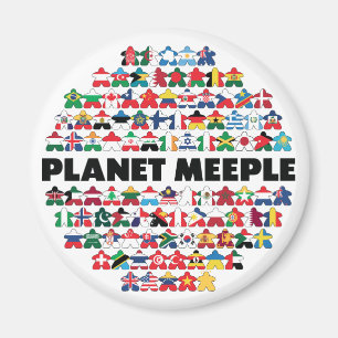 Planet Meeple, Black Text Round Magnet