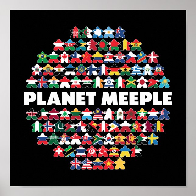 Planet Meeple, White Text Poster (Front)