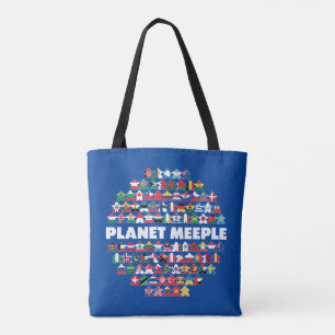 Planet Meeple, White Text Tote Bag