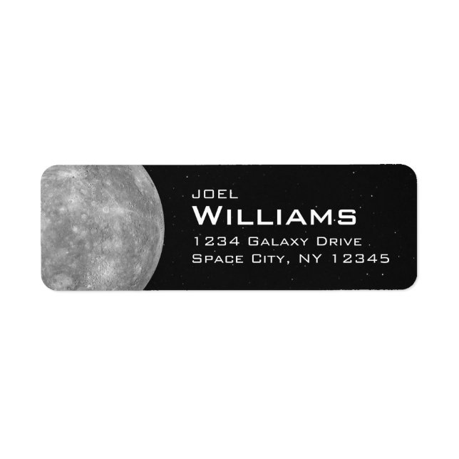 Planet Mercury Solar System Space Return Address Label (Front)