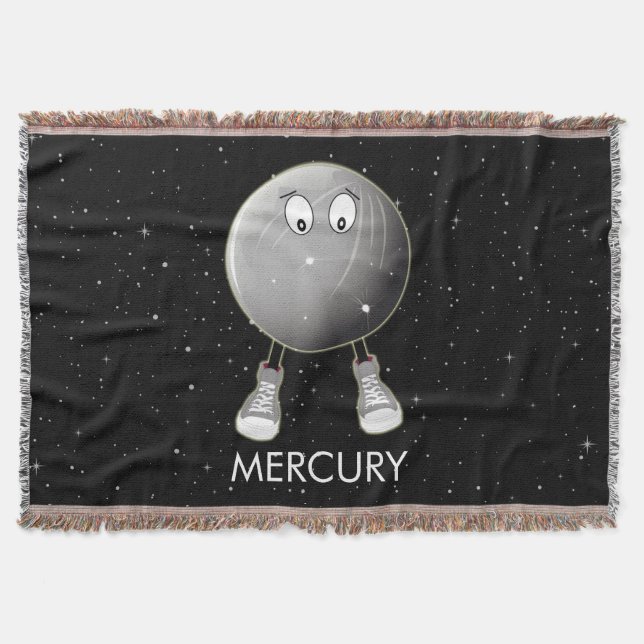 Planet Mercury & Stars Throw Blanket (Front)