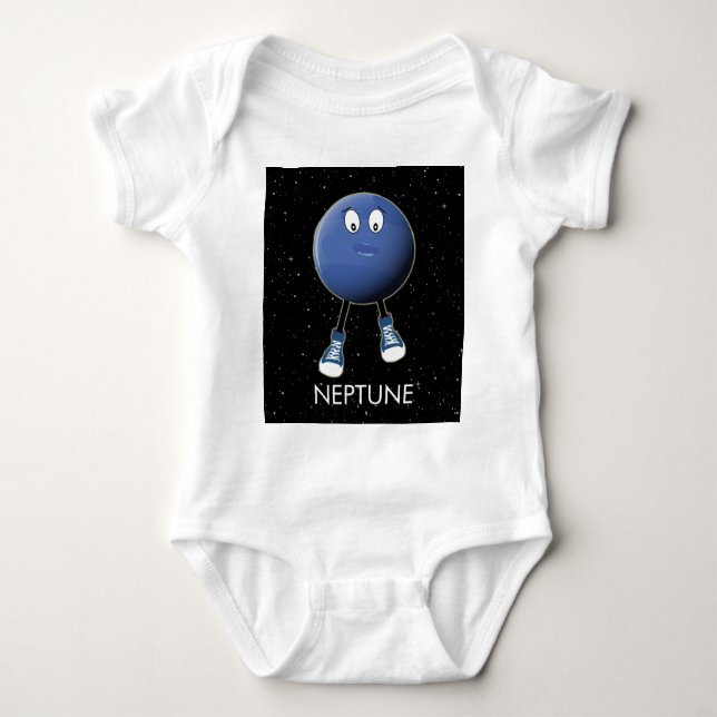 Planet Neptune & Stars Baby Bodysuit (Front)