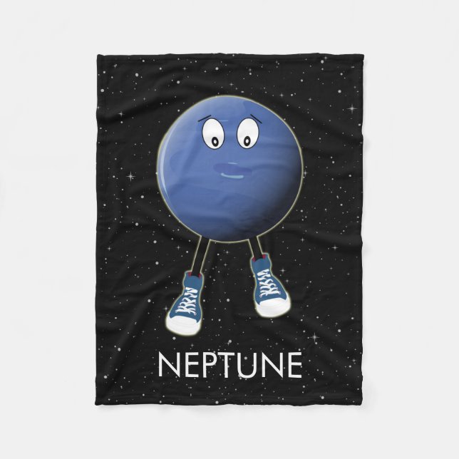 Planet Neptune & Stars Fleece Blanket (Front)