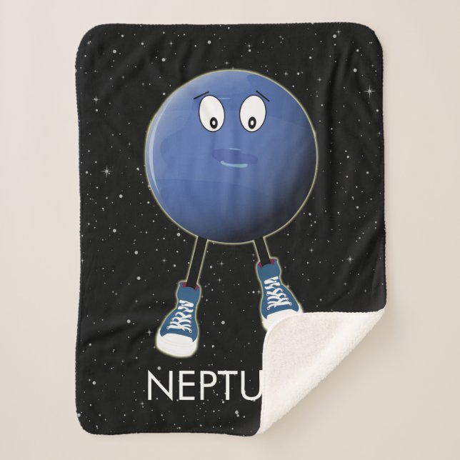 Planet Neptune & Stars Sherpa Blanket (Front)